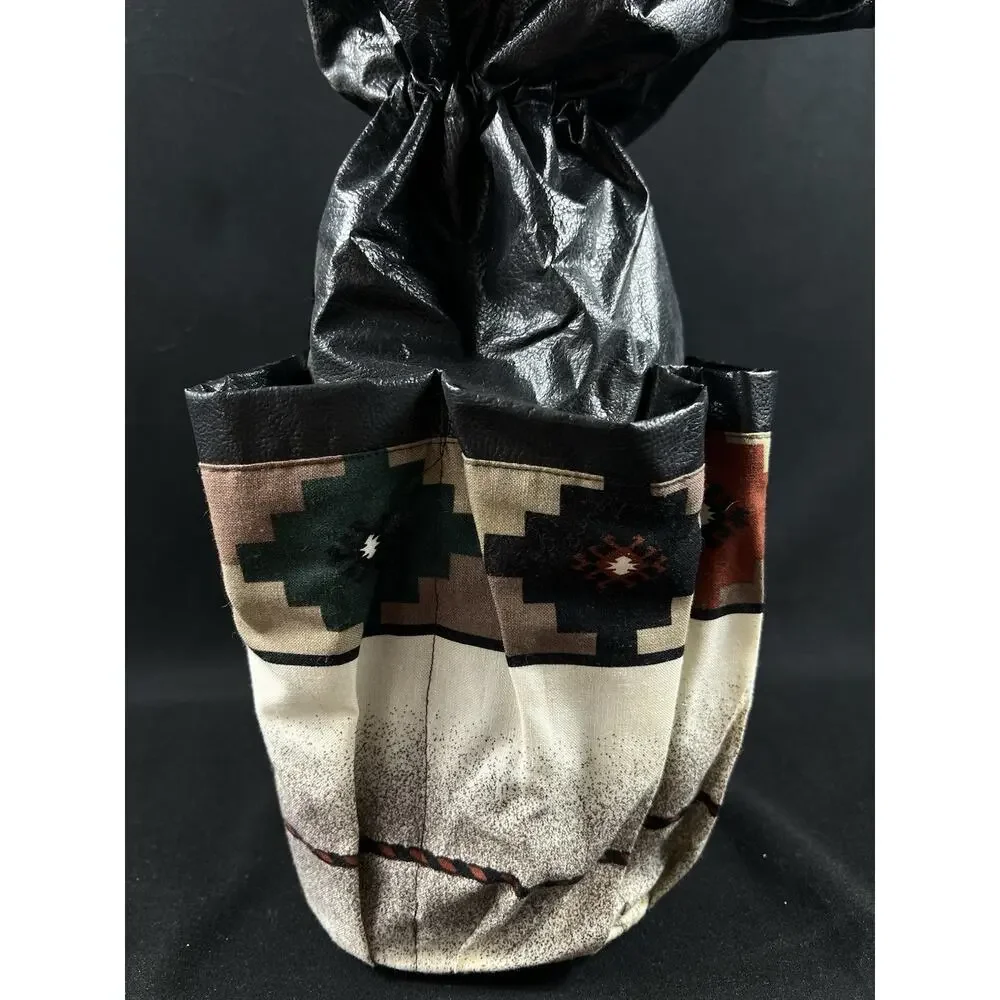 Vintage Native American Style Fabric Drawstring Bag Handmade Southwest Pattern
